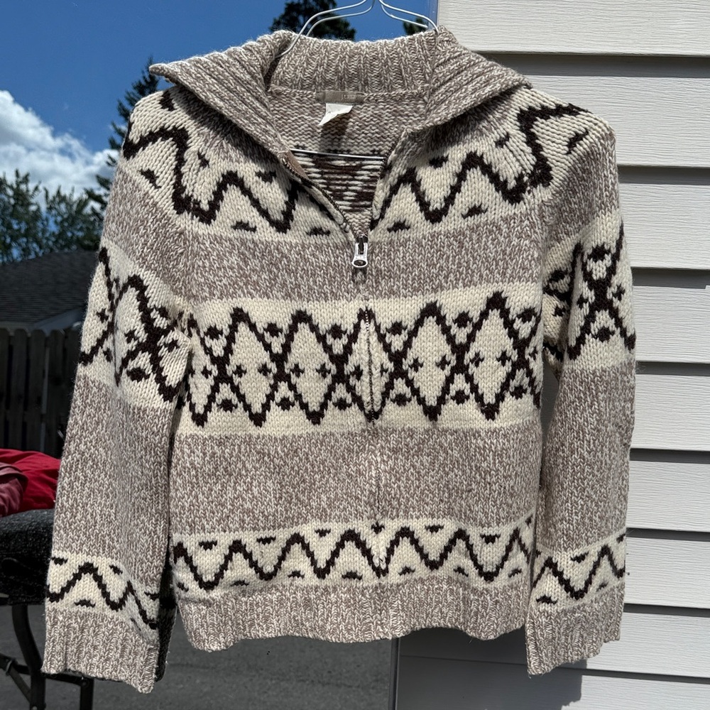 J. Crew Cozy Patterned Sweater - Brown and Cream